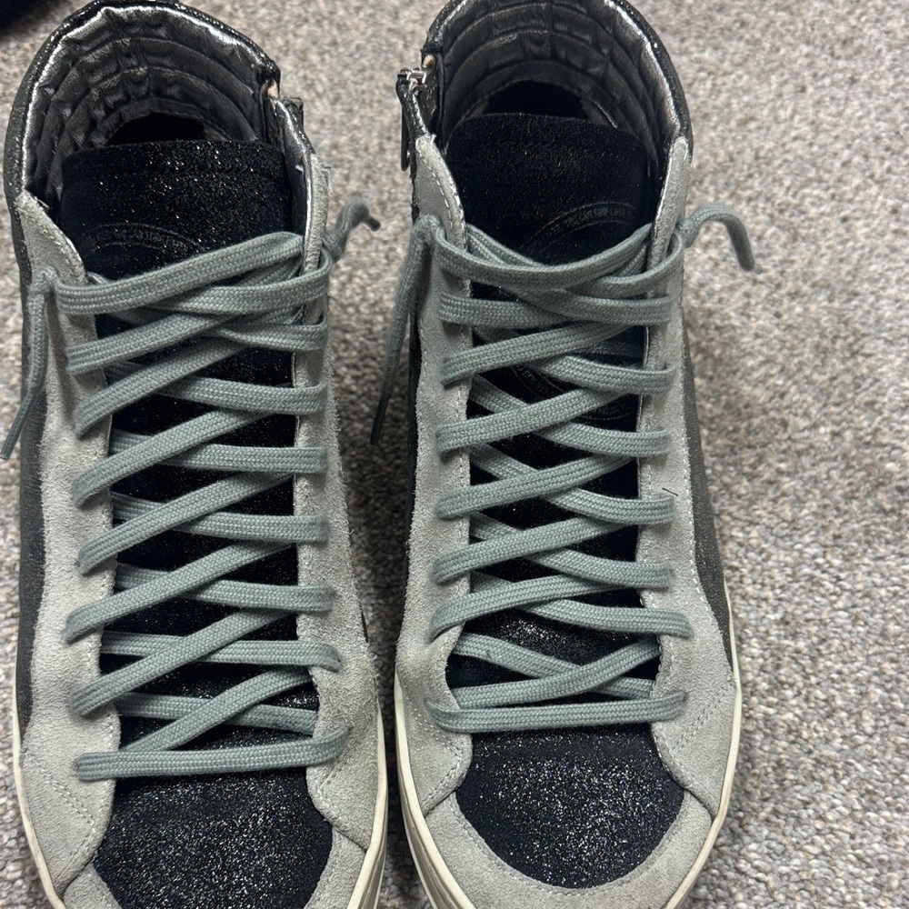 P448 Metallic High Top Sneaker Size 39 Black/Loft